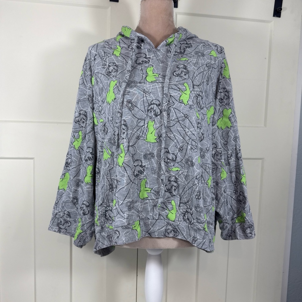 Walt Disney Tinkerbell Allover Print Cropped Hoodie‎ Women's Juniors XXL